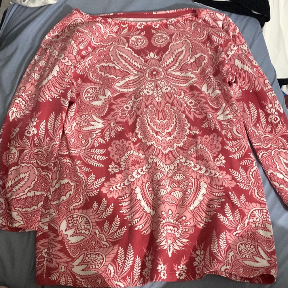 Talbots Multicolored 3/4 Sleeve Boxy Blouse